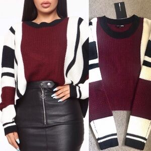 NWT Fashion Nova stripe colorblock sweater